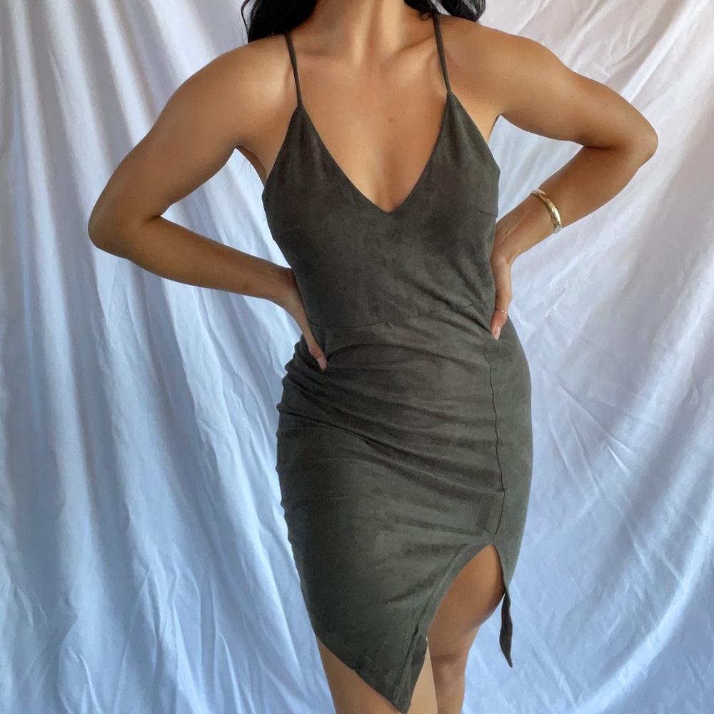 Moss green suade dress